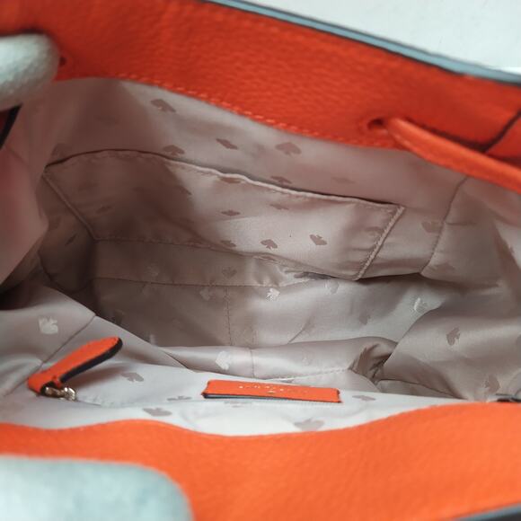 Kate Spade New York Orange Pebbled Leather Zipper Drawstring Top Handle Backpack main image 5